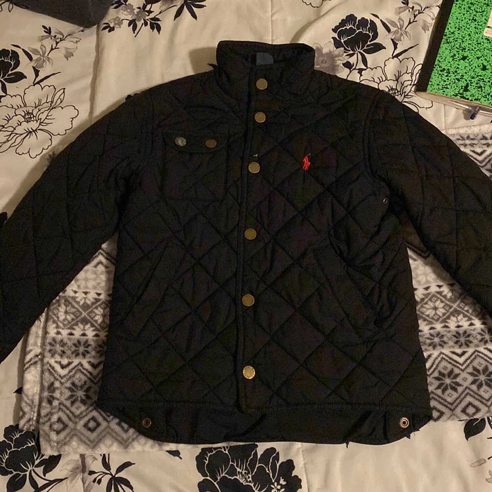 Black polo kids coat size 8